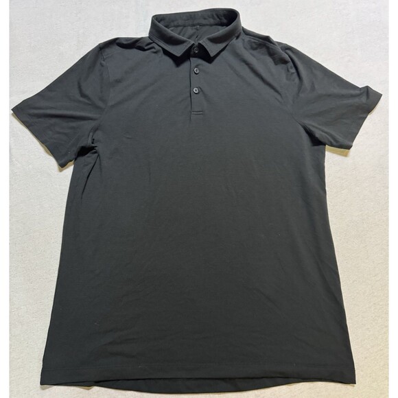 Lululemon Polo Shirt Mens L Black Stretch Golf Sports Short Sleeve Performance - Picture 1 of 5